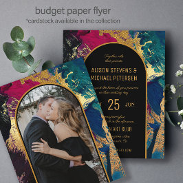 Budget abstract gold arch PHOTO wedding Invitation チラシ