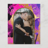 Budget abstract pink arch PHOTO wedding Invitation チラシ (裏面)