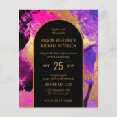 Budget abstract pink arch PHOTO wedding Invitation チラシ (正面)