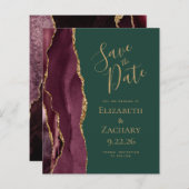 Budget Agate Burgundy Gold Green Save the Date (正面/裏面)