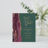 Budget Agate Burgundy Gold Green Save the Date (スタンド正面)