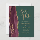 Budget Agate Burgundy Gold Green Save the Date (正面)