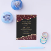 Budget Agate Burgundy Gold Wedding Invitation チラシ (シングル)