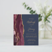 Budget Agate Burgundy Navy Blue Wedding Invitation (スタンド正面)