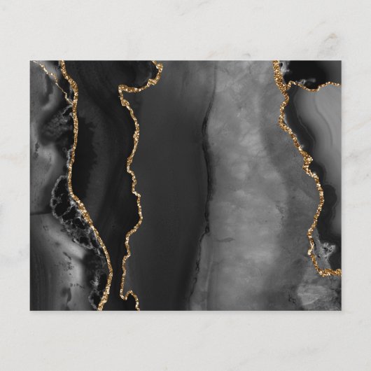 Budget Agate Geode黒い金ゴールド写真Save the Date (裏面)