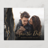 Budget Agate Geode黒い金ゴールド写真Save the Date (正面)