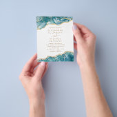 Budget Agate Turquoise Teal Gold Wedding チラシ (手)