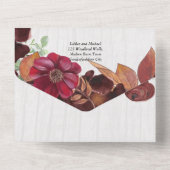 BUDGET All-in1素朴秋マルーン結婚ブルゴーニュ オールインワン招待状 (裏面)