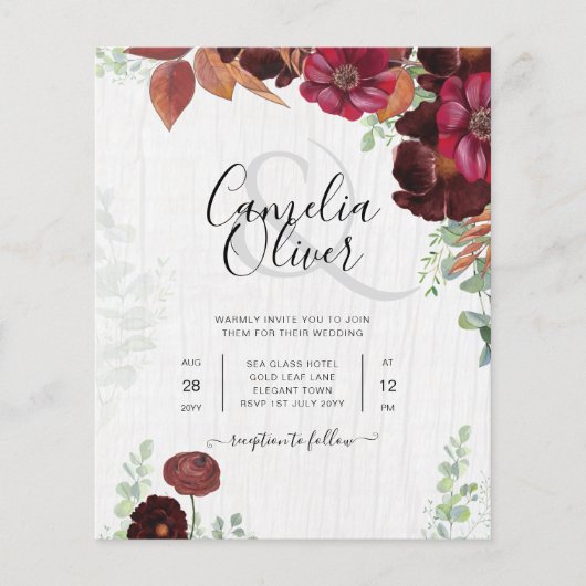 BUDGET All-in1素朴秋マルーン結婚ブルゴーニュ チラシ (正面)