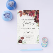 BUDGET All-in1素朴秋マルーン結婚ブルゴーニュ チラシ (シングル)