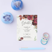 BUDGET All-in1素朴秋マルーン結婚ブルゴーニュ チラシ (シングル)