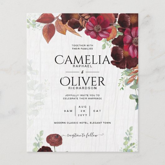 BUDGET All-in1素朴秋マルーン結婚ブルゴーニュ チラシ (正面)