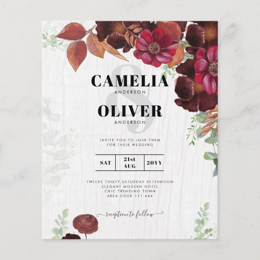 BUDGET All-in1素朴秋マルーン結婚ブルゴーニュ チラシ (正面)