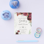 BUDGET All-in1素朴秋マルーン結婚ブルゴーニュ チラシ (シングル)