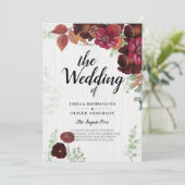 BUDGET All-in1素朴秋マルーン結婚ブルゴーニュ 招待状 (スタンド正面)