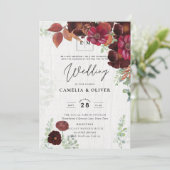 BUDGET All-in1素朴秋マルーン結婚ブルゴーニュ 招待状 (スタンド正面)
