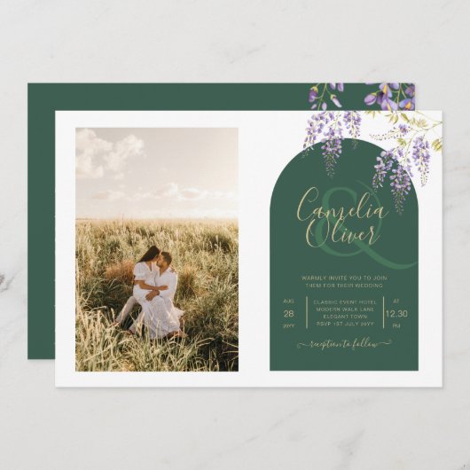 Budget All-in1 PHOTOの藤結婚QRコードINV 招待状 (正面/裏面)