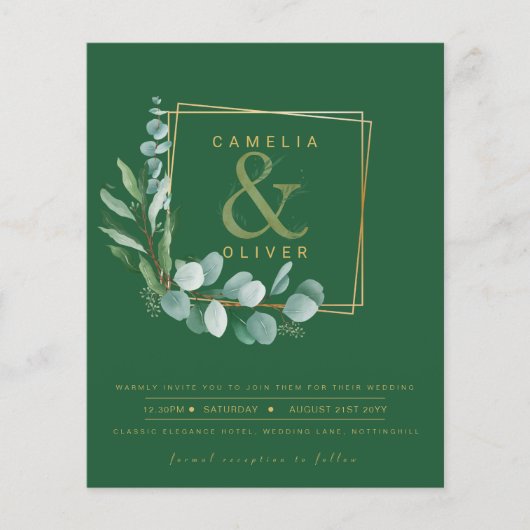 BUDGET All-in-1グリーン金ゴールドリースQRコード結婚s チラシ (正面)