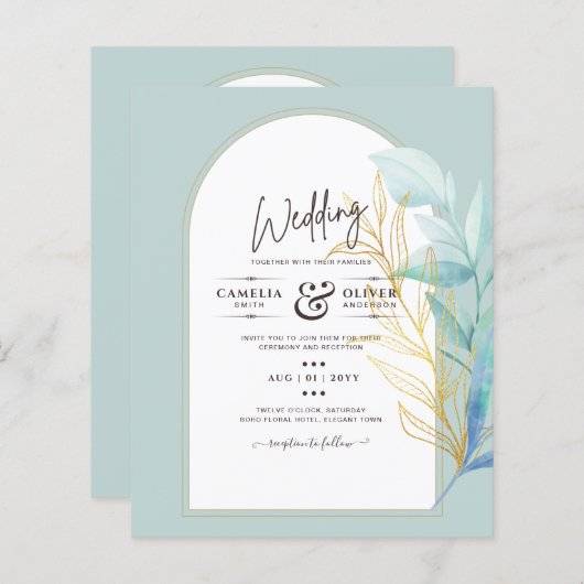 BUDGET All-in-1シーグラス金ゴールドリーフ結婚セージ (正面/裏面)