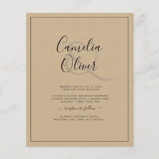 BUDGET All-in-1モノクロアンパサンド結婚の チラシ (正面)