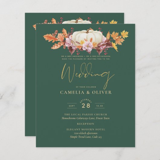 BUDGET All-in-1秋パンプキングリーン金ゴールド結婚ズ (正面/裏面)