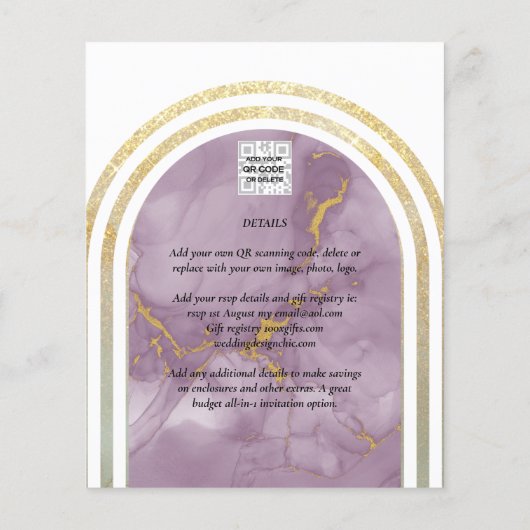 BUDGET All-in-1金ゴールドピンク大理石アーチズフライ結婚ー チラシ (裏面)