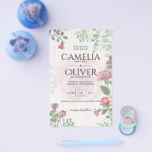 Budget All-in-1 Dusty Pink Roses Floral Wedding チラシ (シングル)