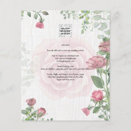 Budget All-in-1 Dusty Pink Roses Floral Wedding チラシ (裏面)