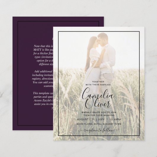 BUDGET All-in-1 PHOTO OVERLAY Plum Purple 結婚's (正面/裏面)