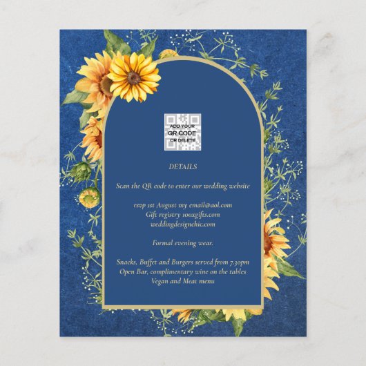 BUDGET All-in-1 Sunflowers 素朴 BLUE結婚's (裏面)