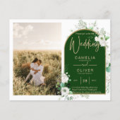 Budget All-in-1 White Roses GreenのQRコ結婚ード (正面)