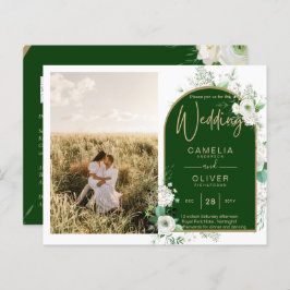 Budget All-in-1 White Roses GreenのQRコ結婚ード