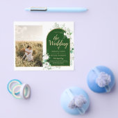 Budget All-in-1 White Roses GreenのQRコ結婚ード チラシ (シングル)