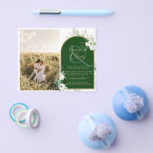 Budget All-in-1 White Roses GreenのQRコ結婚ード チラシ (シングル)