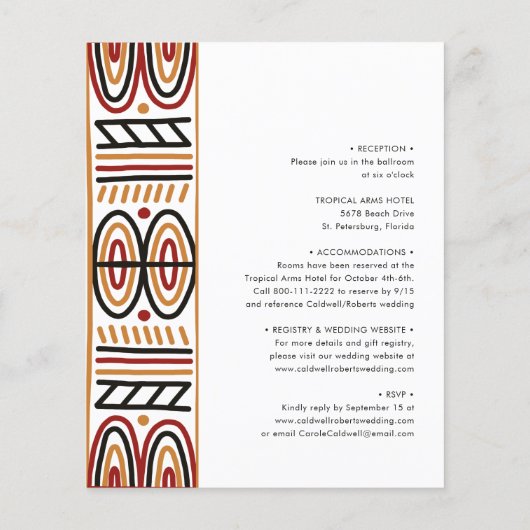 Budget All In One African Motif結婚式招待状 (裏面)