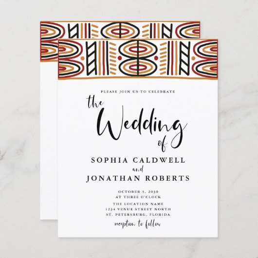 Budget All In One African Motif結婚式招待状 (正面/裏面)
