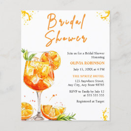 Budget Aperol Spritz Cocktail Bridal Shower Invite チラシ