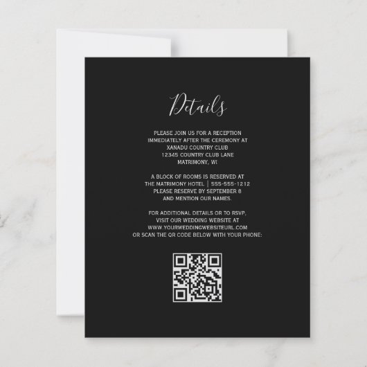 Budget Aqua Silver Floral Black QR Code Wedding (裏面)