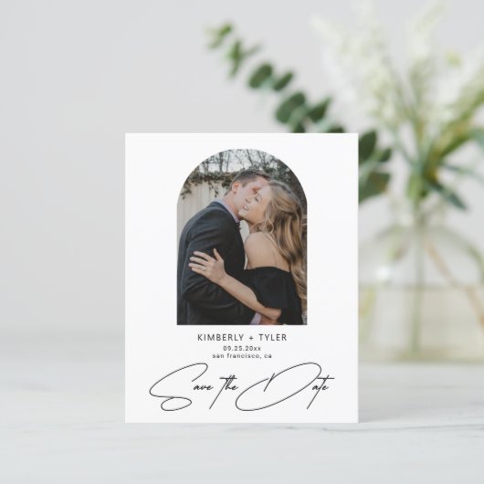 Budget arch photo modern wedding save the date (スタンド正面)