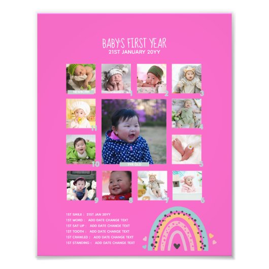 BUDGET Babys 1年目のPHOTO Grandparent Keepsake フォトプリント (正面)