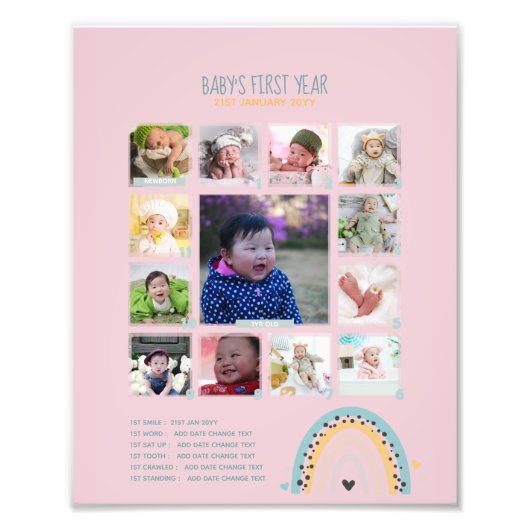 BUDGET Babys 1年目のPHOTO Grandparent Keepsake フォトプリント (正面)