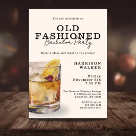 Budget Bachelor Party Old Fashioned Whiskey Theme 招待状