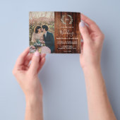 Budget barn wood monogram photo Wedding invitation チラシ (手)