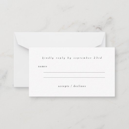 Budget Basicミニマル白黒RSVP ノートカード (正面)