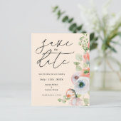Budget Beige Coral Floral Save the date Card (スタンド正面)