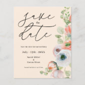Budget Beige Coral Floral Save the date Card (正面)