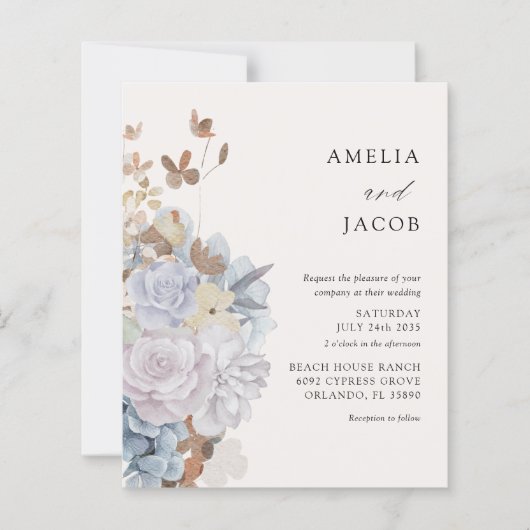 Budget Beige Floral Watercolor Wedding (正面)