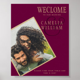 BUDGET Berry金ゴールド結婚のフォトウェルカムサイン ポスター