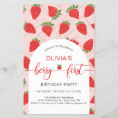 Budget Berry 1st First Birthday Party Invitation チラシ (正面)