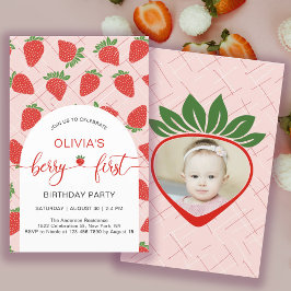 Budget Berry 1st First Birthday Party Invitation チラシ